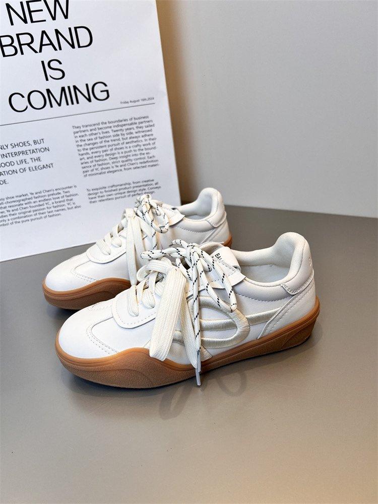 

Zhao Zhaoyi те же красные немецкие кроссовки женские 2025 ранняя весна новые кожаные вышитые повседневные спортивные туфли на платформе обувь для скейтбординга 40 белый