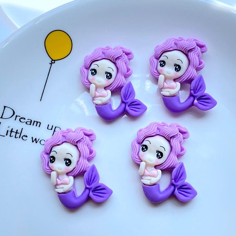 10Pcs New Kawaii Cute The Mermaid Princess Flat Back Resin Cabochons Scrapbooking DIY Jewelry Craft Decoration Accessorie