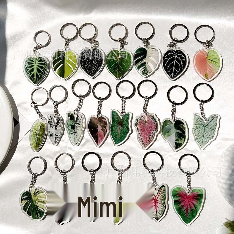 Creative Acrylic Leaf Keychain Earphone Bag Pendant Ornament