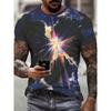 Moda Masculina Camiseta Masculina Estampada 3D Gola Redonda Manga Curta Tendência Street Wear