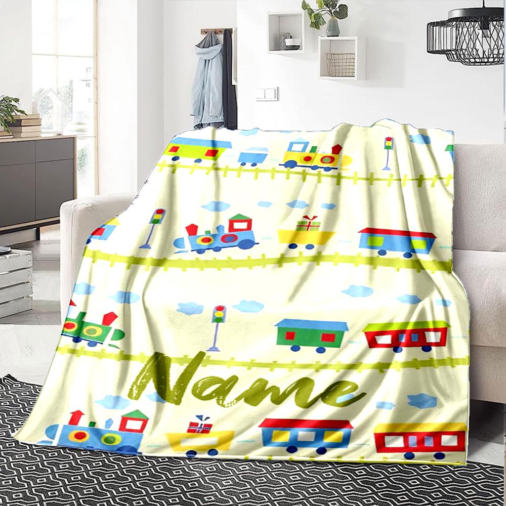 Custom Name Cute Cars Theme Printed Blanket - Perfect for Couch, Bed, Travel & Outdoor Use | Machine Washable, Cozy & Durable.