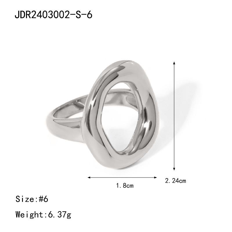 

Stainless Steel Oval Hollowed-out Ring - Fashionable, Unique, Simple Geometric Finger Ring for Women no. 6