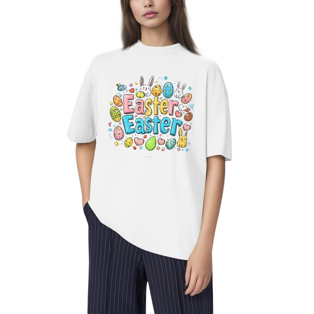 Men's And Women's Casual Loose Printed T-Shirt Round-Neck Pullover Short-Sleeved Top