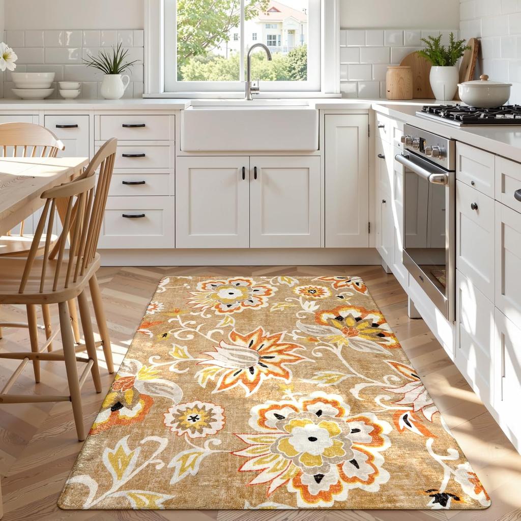 Vintage Living Room Full of Carpet Ethnic Style Floral Pattern Rug Living Room Kitchen Sofa Anti Slip Pad Home Decoration