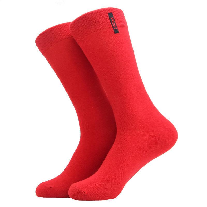 

Men s Cotton Work Socks Solid Color British Style Business Weekly Dress Socks 1 Pair червоний