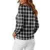 Women's Fashion Long Sleeve Plaid Geometric Print Top Elegant Casual Top