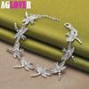 925 Sterling Silver AAA Zircon Full 8 Dragonfly Chain Bratara Bijuterii