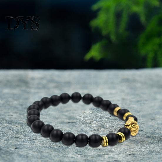  Kralen Armband Geometrische Kralen Uil Bedel Verstelbaar Elastisch Koord Stressverlichting Cadeau Vrouwen Mannen Natuurlijk Kunstmatig Vulkanisch Steen Energie Sieraden Dagelijks