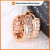 Huitan Rose Gold Color Hoop Earrings for Women Inlaid Shiny Crystal CZ Simple Elegant Circle Earrings Statement Jewelry