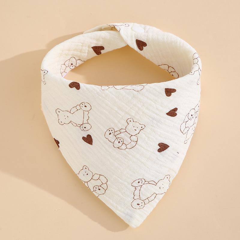 Baby Saliva Towel Class A Four-Layer Crepe Cartoon Snap-Button Bib Baby Triangle Scarf Newborn Bib