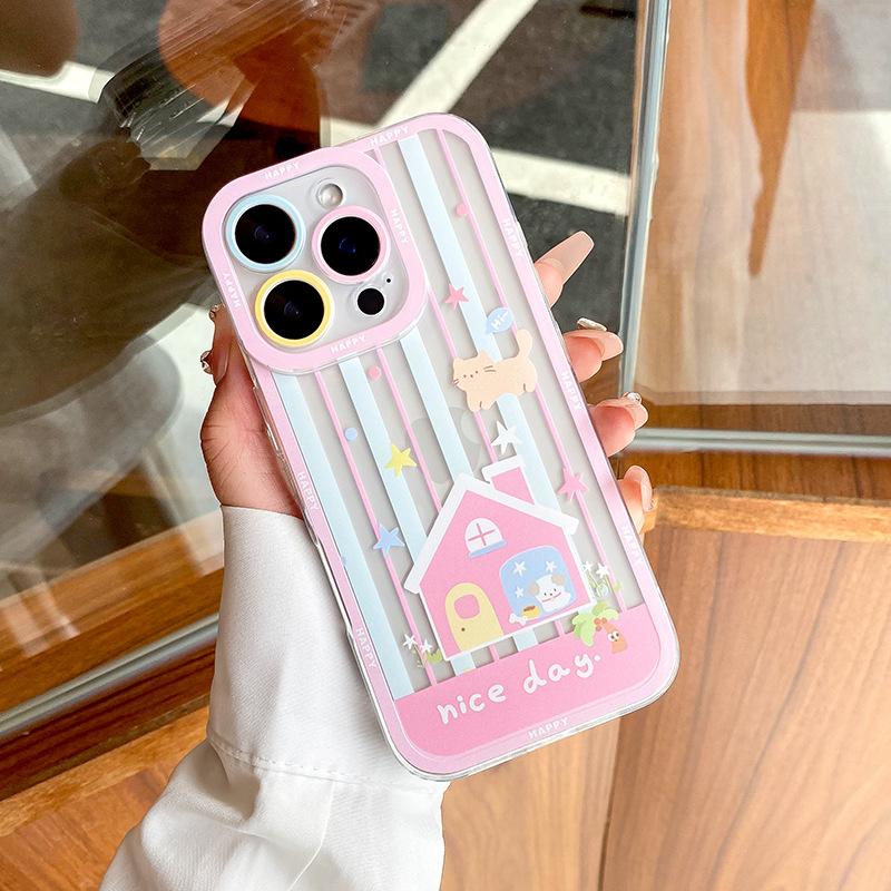 Pink House for Apple 17 Mobile Phone Case for IPhone16promax Cartoon 15plus Couple New Style