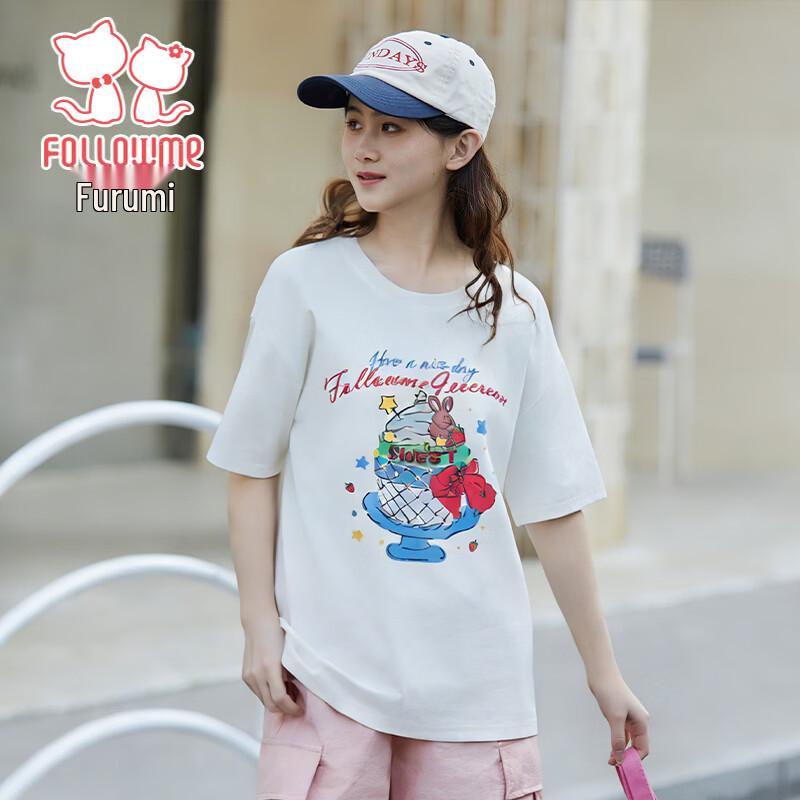 Flo Romy Girls Cartoon Cake Print Short Sleeve T-Shirt 160