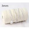 White Four-Strand Braided Cotton Cord, Various Thicknesses for Decorative DIY Weaving