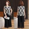 Mom's 2026 Summer Chiffon Floral Blouse - Elegant Short-Sleeved Top for Middle-Aged Women