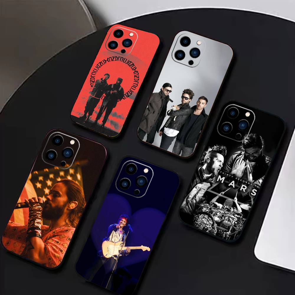 30 Seconds To Mars Phone Case For iPhone 16,15,14,13,12,17,Pro Max,Plus Silicone Black Case