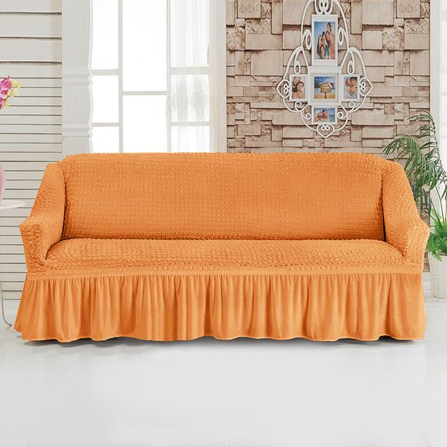 Universal Sofa Furniture Slipcover With Skirt Fitted Couch Cover For 1 /2 /3 /4 Seaters ,Washable Top Elastic Durable Seersucker Material