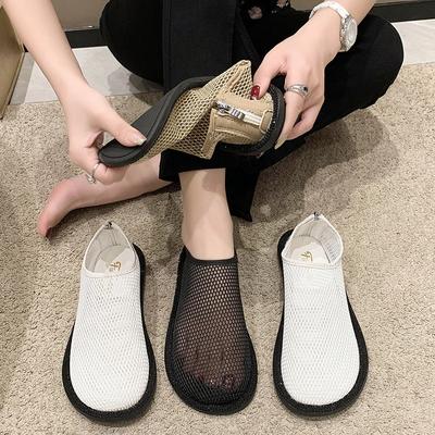 Fashion Women Spring Summer Hollow Mesh Breathable Loafers Women Fashion Platform Slip On Casual Sandals Comfort Soft Sole Walking Shoes