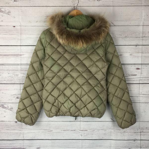 DUVETICA Quilted Down Jacket with Natural Raccoon Fur Trim/Women's 38/Khaki/(USED)