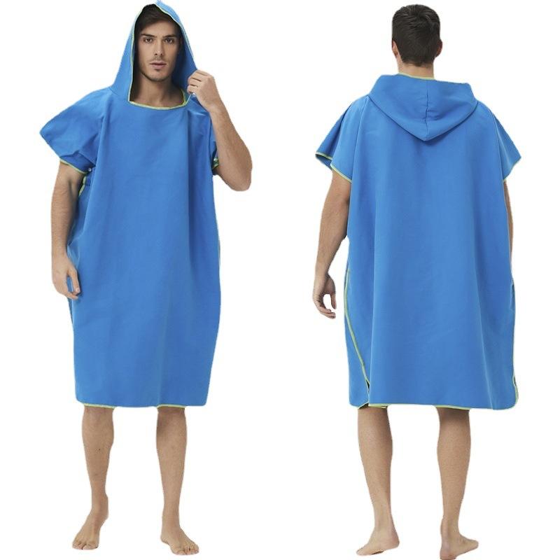 Quick Drying Cloak Double Sided Fleece Hooded Bath Towel Absorbent Quick Drying Diving Swimming Beach Adult Bathrobes