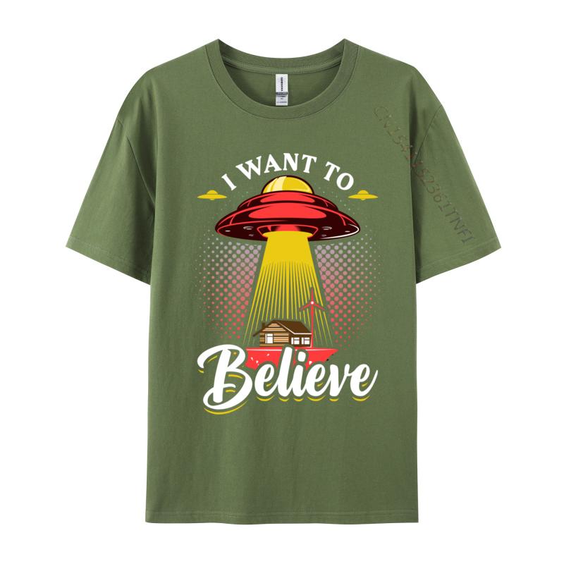 I Want To Believe Intelligence Extraterrestrial Printed On Camisa T Shirts Autumn Tops Tees Faddish Cotton Casual Tshirt