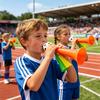 2 Stück Fußballhupe für Kinder, 3-Ton-Jubel-Geräuschmacher für Sportspiele, Handgehaltene Fußballförmige Trompete für Stadion, Fan-Partyartikel