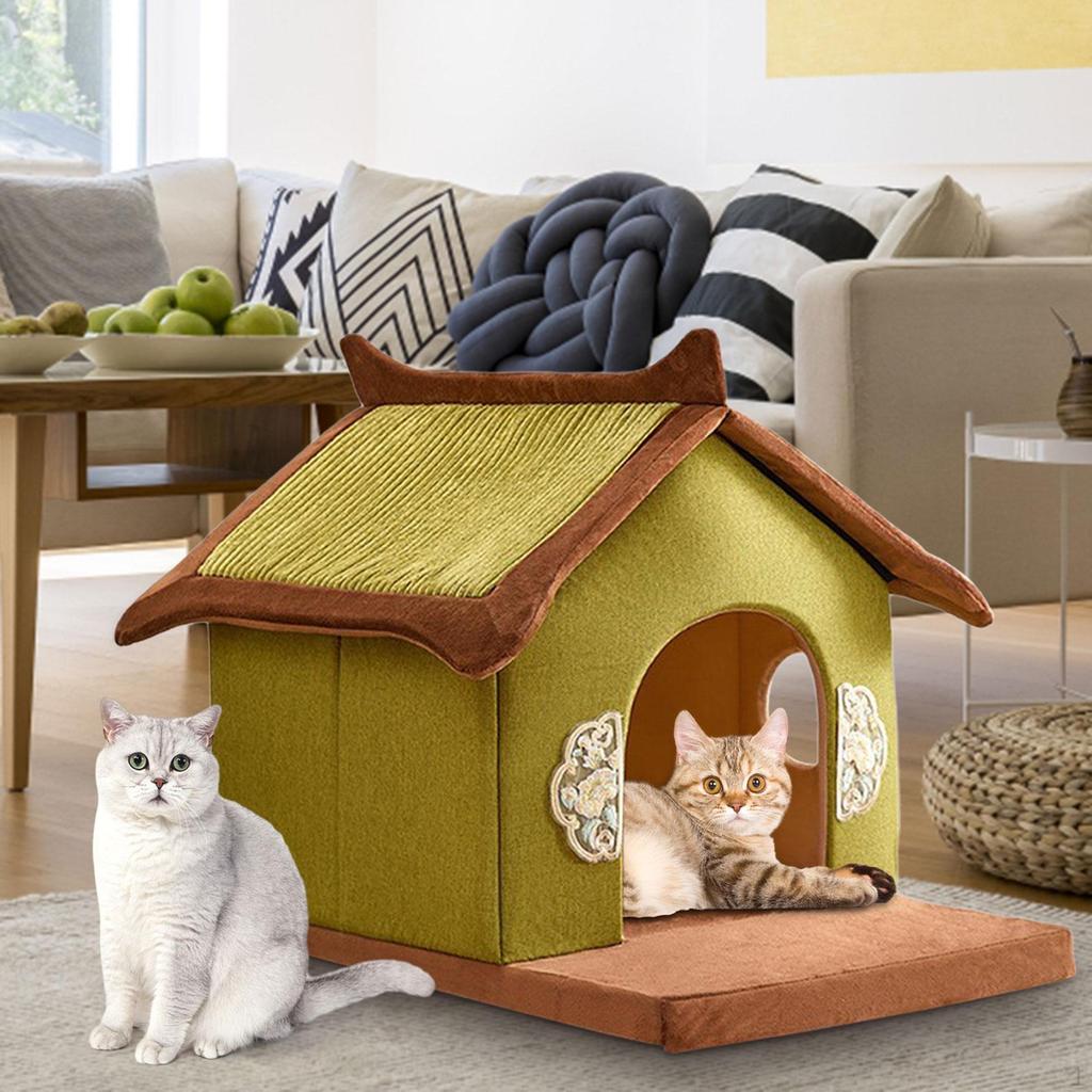 Cat Bed House Hut Kitten Shelter Non Slip Removeable Washable Bunny Kitty Puppy Comfortable Cave
