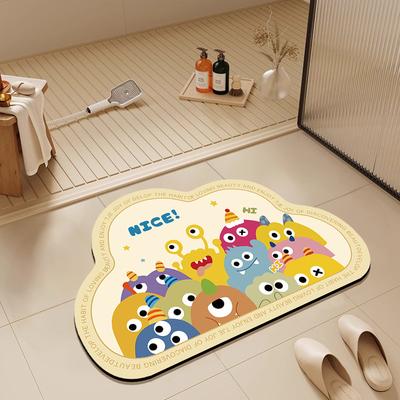 Cartoon Toilet Door Absorbing Anti-slip Foot Pads Household Toilet Diatom Mud Floor Mat Toilet Bathroom Bathroom Floor Mat
