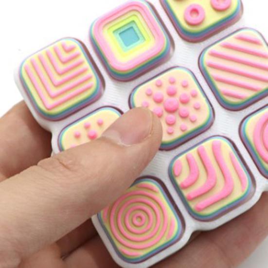 Keychain Pendant Colorful Macaron Buttons Key Chain with Hanging Chain Compact Portable Fidget