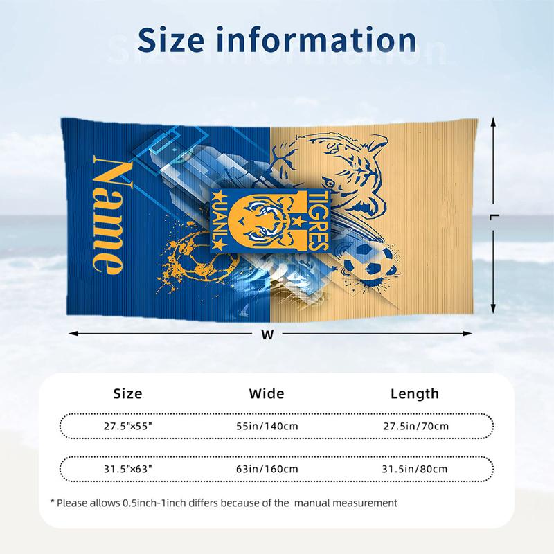 Tigres UANL Custom Name Printed Beach Towel Personalized Soft Towel For Swimming Beach Travel