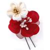 Hair Ornament Set Furisode Ceremony White Red Tsumami Crafts Crepe [Kyoto Usagido] 2-piece Coming-of-age Kk-094