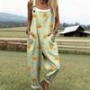 Women's Sleeveless Mid Rise 3D Digital Print Loose Casual Overalls Jumpsuit For Summer