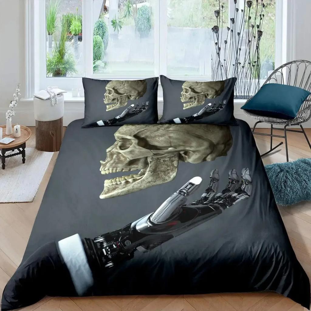 Robot Duvet Cover Set Boys Girls Watercolor Robot Quilt Cover Modern Cartoon Super Robot Pattern Bedding Set Comforter Cover Set