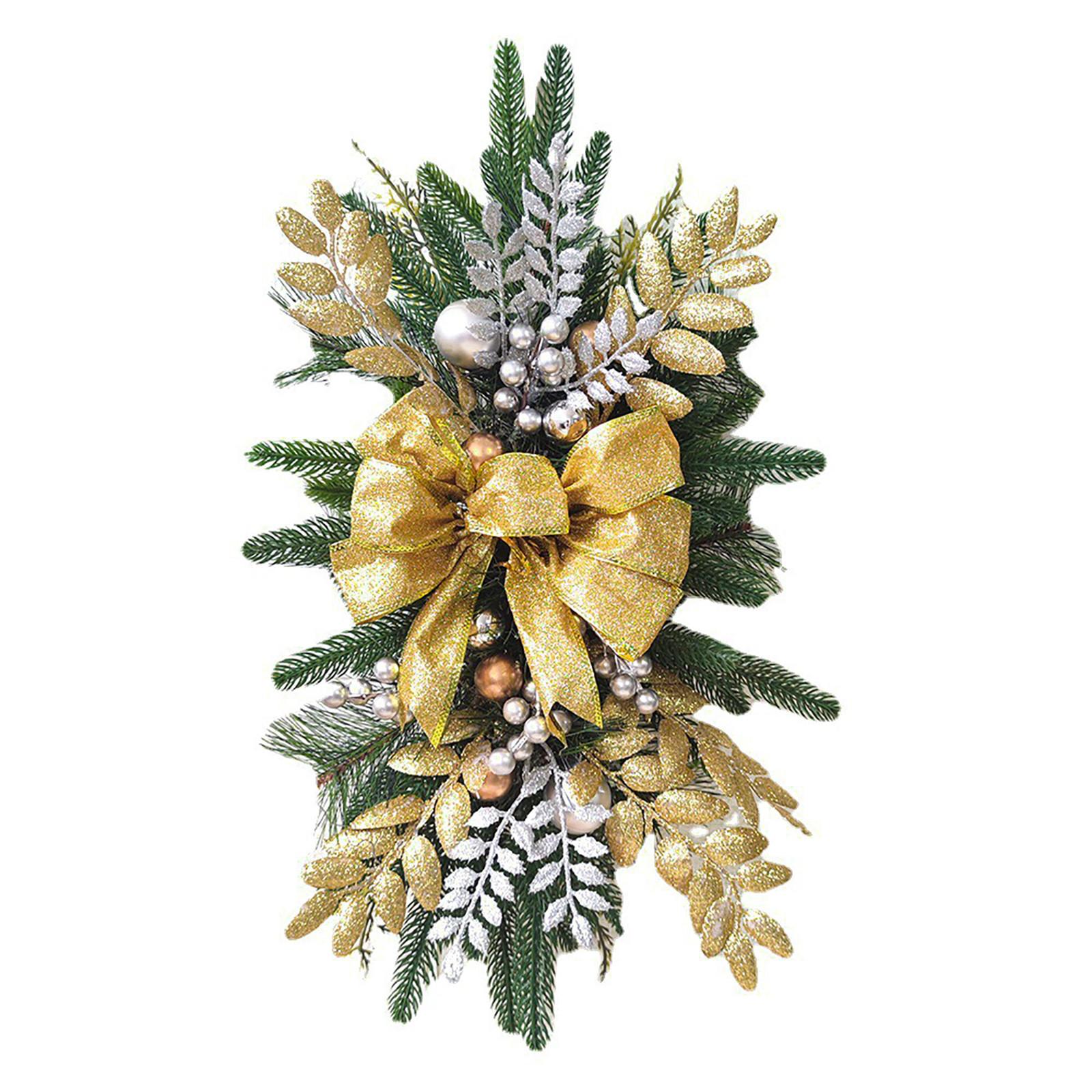 

2 шт. беспроводные предварительно освещенные лестничные украшения с подсветкой рождественские украшения светодиодный венок предварительно освещенная лестница гирлянда One Size