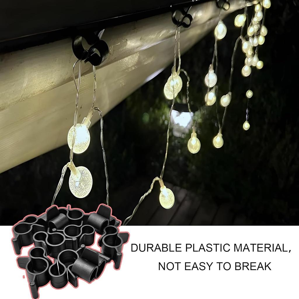 10PCS Awning Clip for Rope Light, Multi Purpose Party String Light Hook Slides Into Awning Roller Bar Channel, Two Hanging Positions Ceiling Hook for