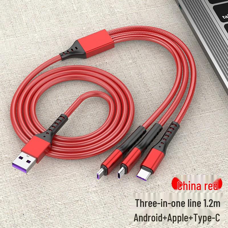 3-in-1 5A Super Fast Charging Cable with Logo for Apple & Type-C Devices