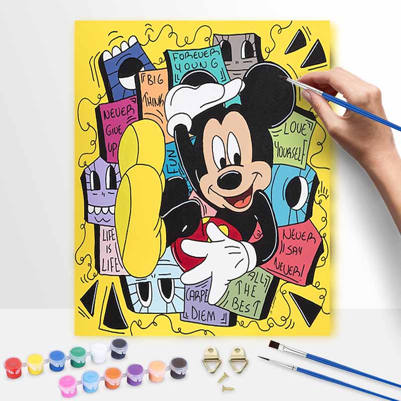 Disney Mickey Mouse pop art oil painting kit handmade diy gift home decoration wall decor colorful cartoon character painting project craft