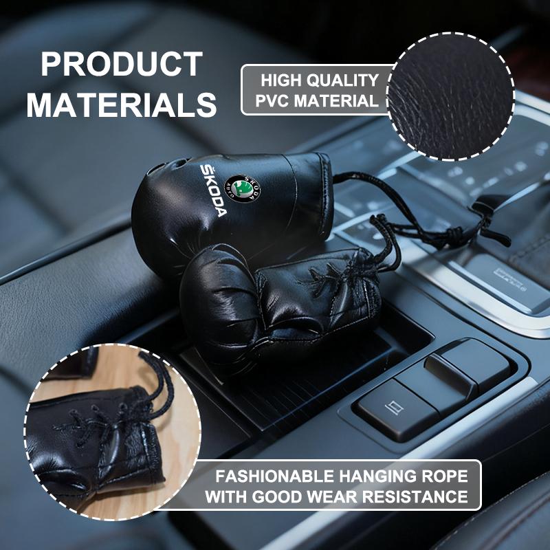 UMVB1 For Skoda Car Badge Boxing Gloves Keychain Hanging Rearview Mirror Decoration Pendant Accessories Kamiq MK3 Roomster Rapid