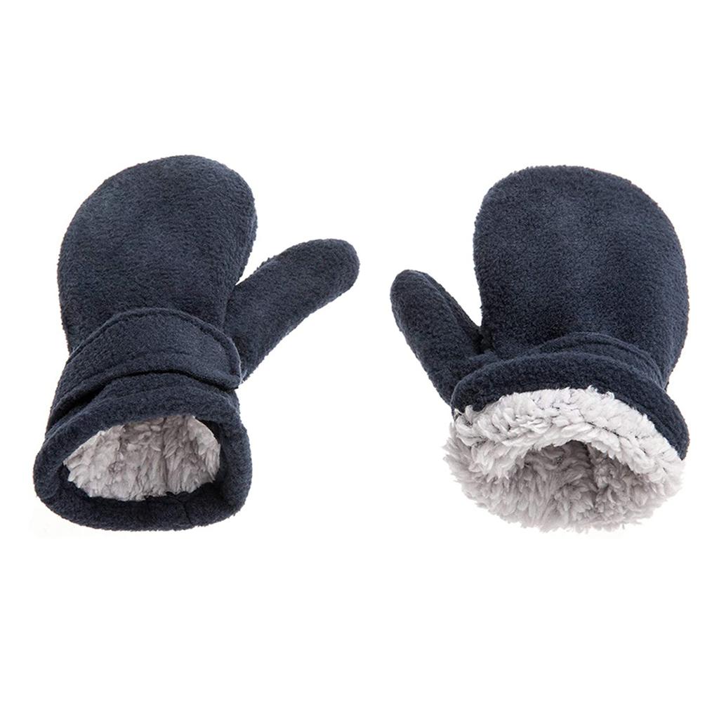 Thick Polar Fleece Mittens for Children Boys Girls Winter Gloves Warm Skiing Gloves Adjustable Lined Gloves Hand Warmers