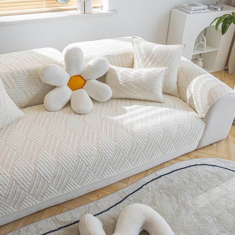 Washed Cotton Sofa Cushion, Simple Modern Seat Cushion Cushion, Light Luxury Non-Slip Sofa Cover, Universal Cover Cloth Towel For All Seasons