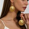 European and American Retro Hammer Pattern Disc Earrings Women's Personality Old Niche Exaggerated Geometric Advanced Pleated Earrings