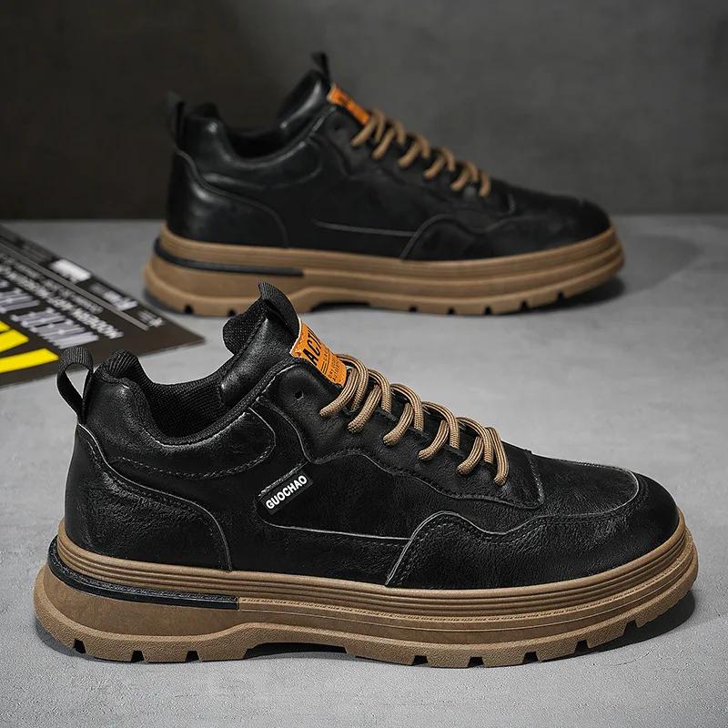 Men's Casual Shoes All-match Men Sports Shoes Breathable Wear-resistant Men Platform Shoes Leather Sneakers  Para Hombre