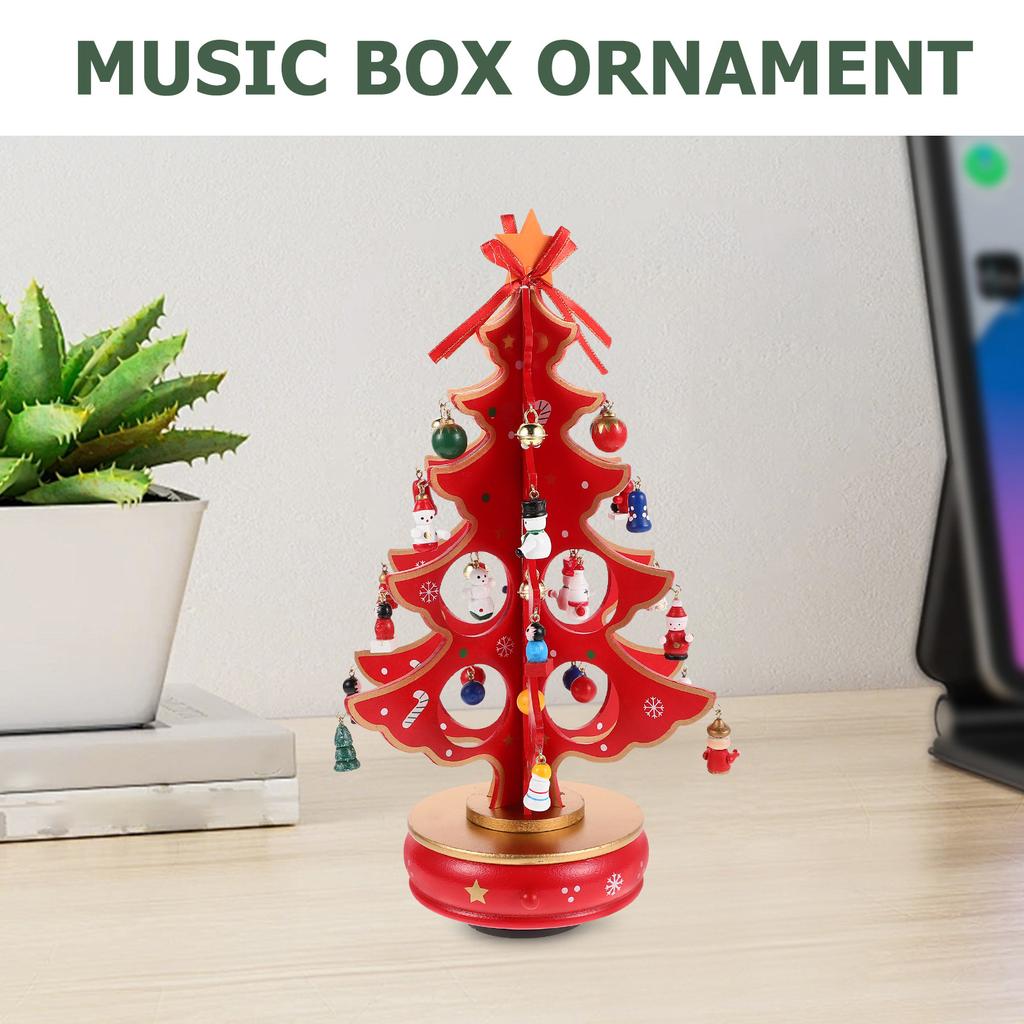 Christmas Tree Music Box Creative Wooden Handmade Miniature Fair-Sounding Melodies Home Decor Gift For Women Girls