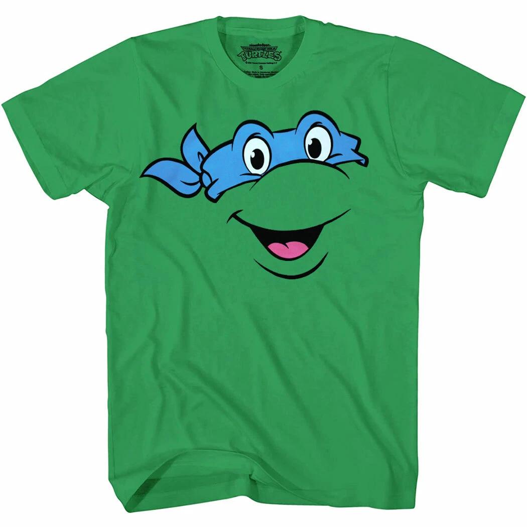 Teenage Mutant Ninja Turtles Leonardo Face 100% Cotton T-shirt Mens Tees Top XL