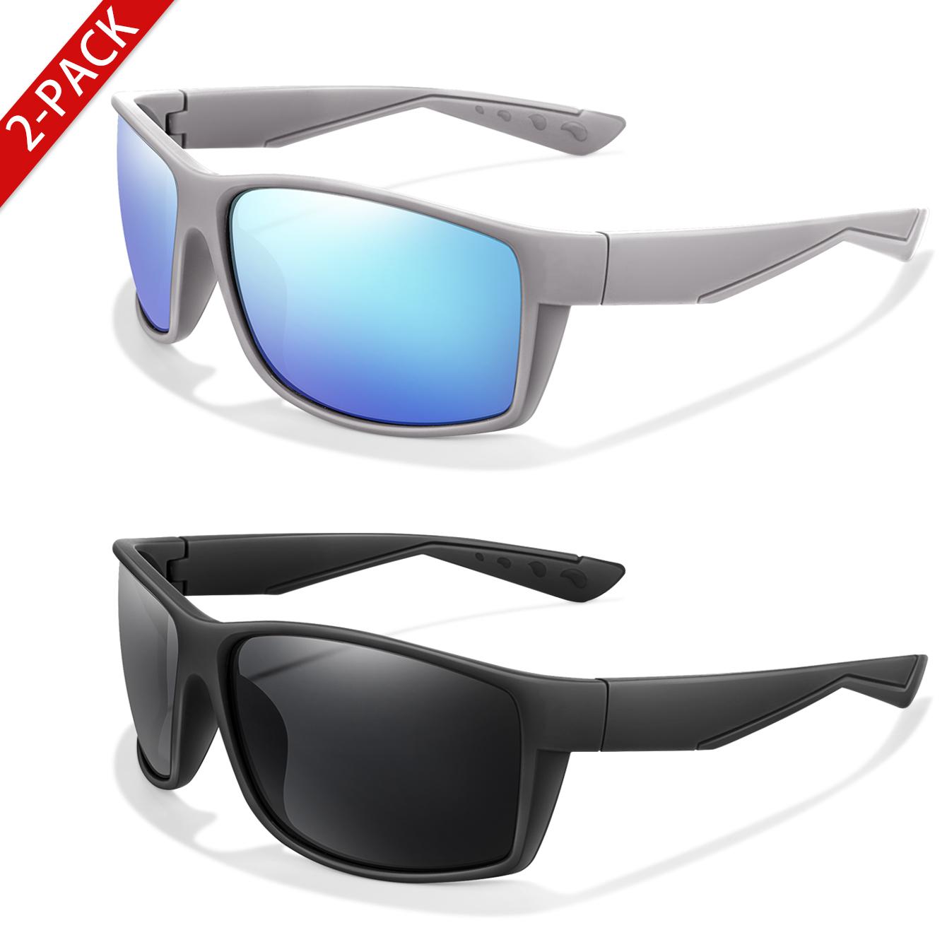 2 Packs Polarized Sunglasses UV Protection Classic Style Fishing Sports Sunglasses for Men Women Outdoor Cycling Hiking Driving