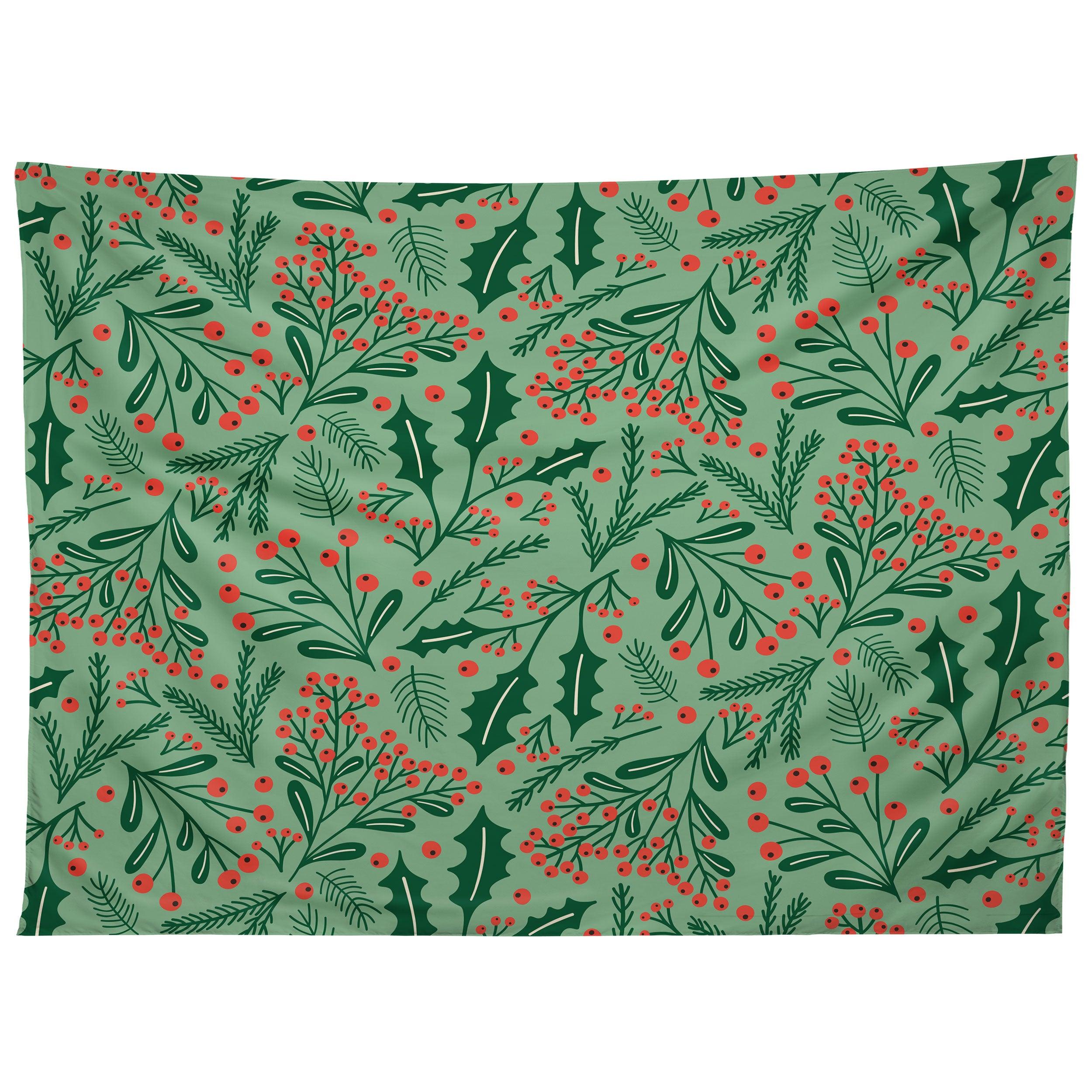 WINTER HOLIDAY FLORAL tapestry 75x100