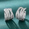 Multi Layer Intertwined Pave Clear Stone Huggie Hoop Earrings Wrap Curve Clip On Hoop Earrings for Women Formal Daily Jewelry