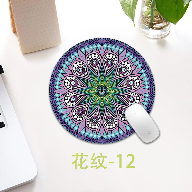 Ethnic Style Pattern Round Small Creative Thickened Mouse Pad Keyboard Pad Office Cup Table Mat Production