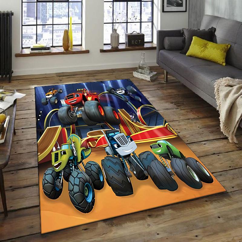 1pc Blaze and the Monster Machines Design Area Rug - Non-Slip, Soft & Cozy Floor Mat for Living Room, Bedroom, Office - Indoor/Outdoor Decorative Carp