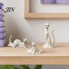 Unique Spooky Cat Display 3D Printed Ghost Statues, Halloween Haunted Kitten Figurines with Hollow Eyes Durable Statue & Flowing Drapes, Matte