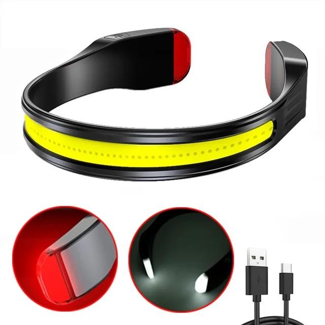COB Headlamp Rechargeable LED Flashlight Lightweight Waterproof Neck Headlamp for Outdoor Camping Running Illumination